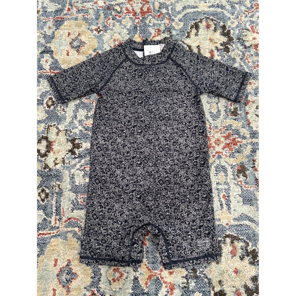 Disney Wheat Swimsuit Kids Size 6 Navy Mickey Mouse Rash Guard NWT